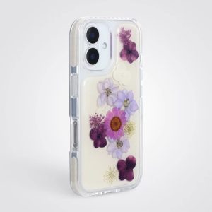 Real Flowers Drop Glue Transparency TPU PC Phone Case for iPhone 14 15 16 17 Air Pro Max